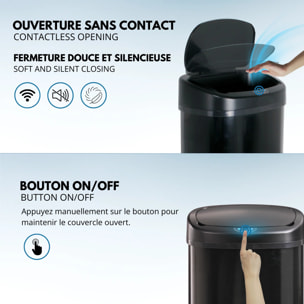 Poubelle automatique inox MAJESTIC noir 68L