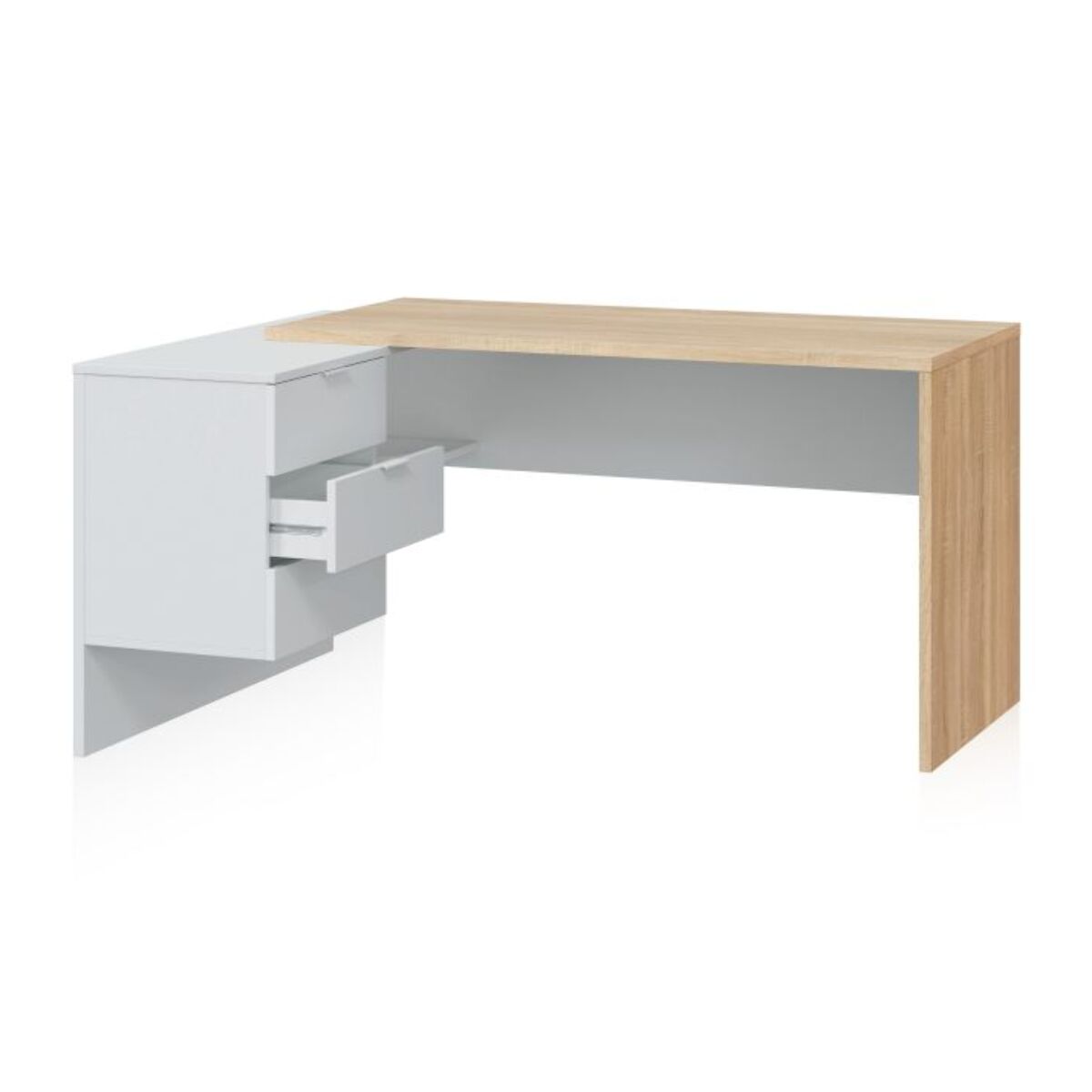 Mesa de escritorio Work Blanco Artik (Blanco Mate) - Roble Canadian