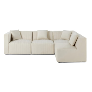 Nova - canapé modulable d'angle droit - 5 places - en velours - Beige