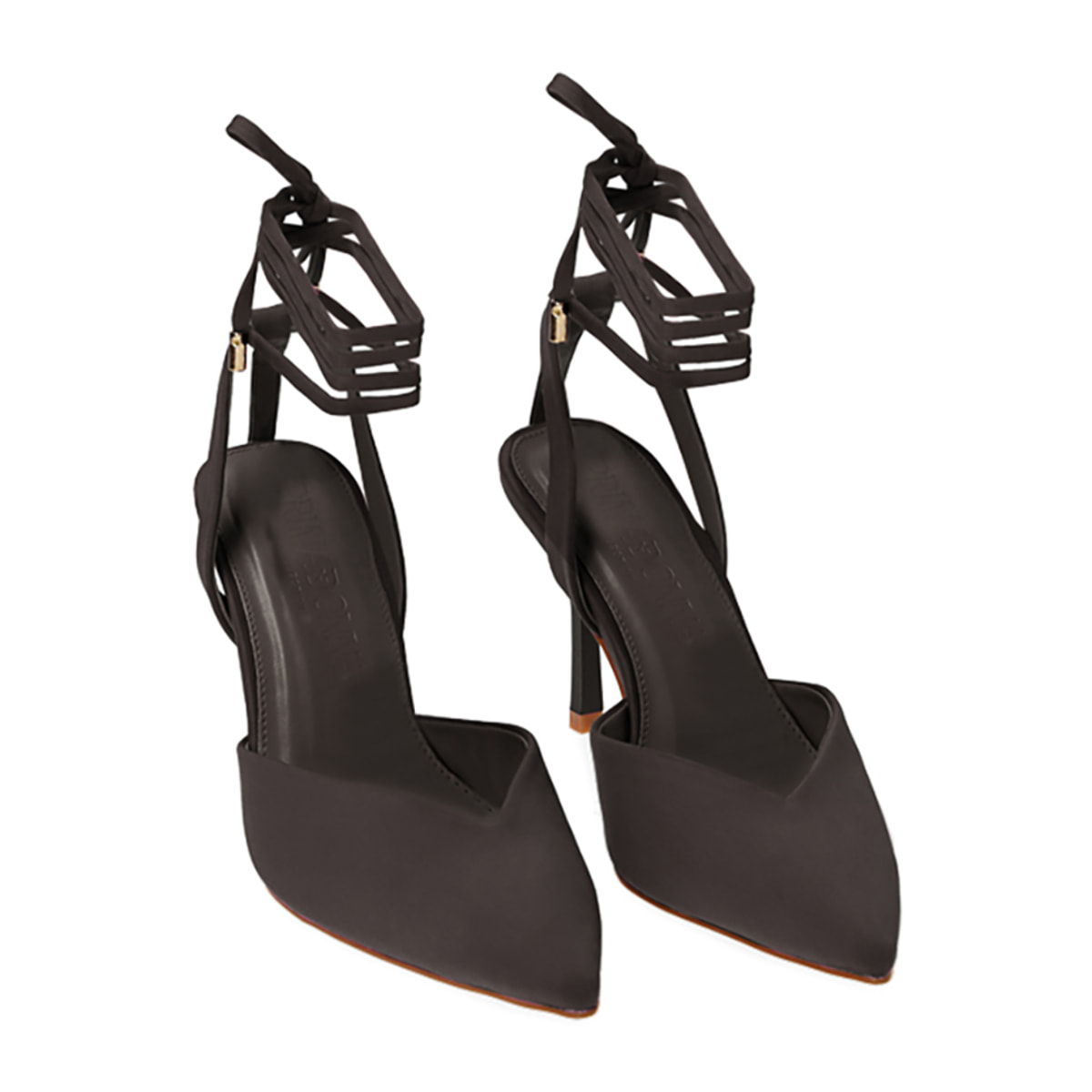 Zapatos de salón destalonado negro, tacón de 8,5 cm