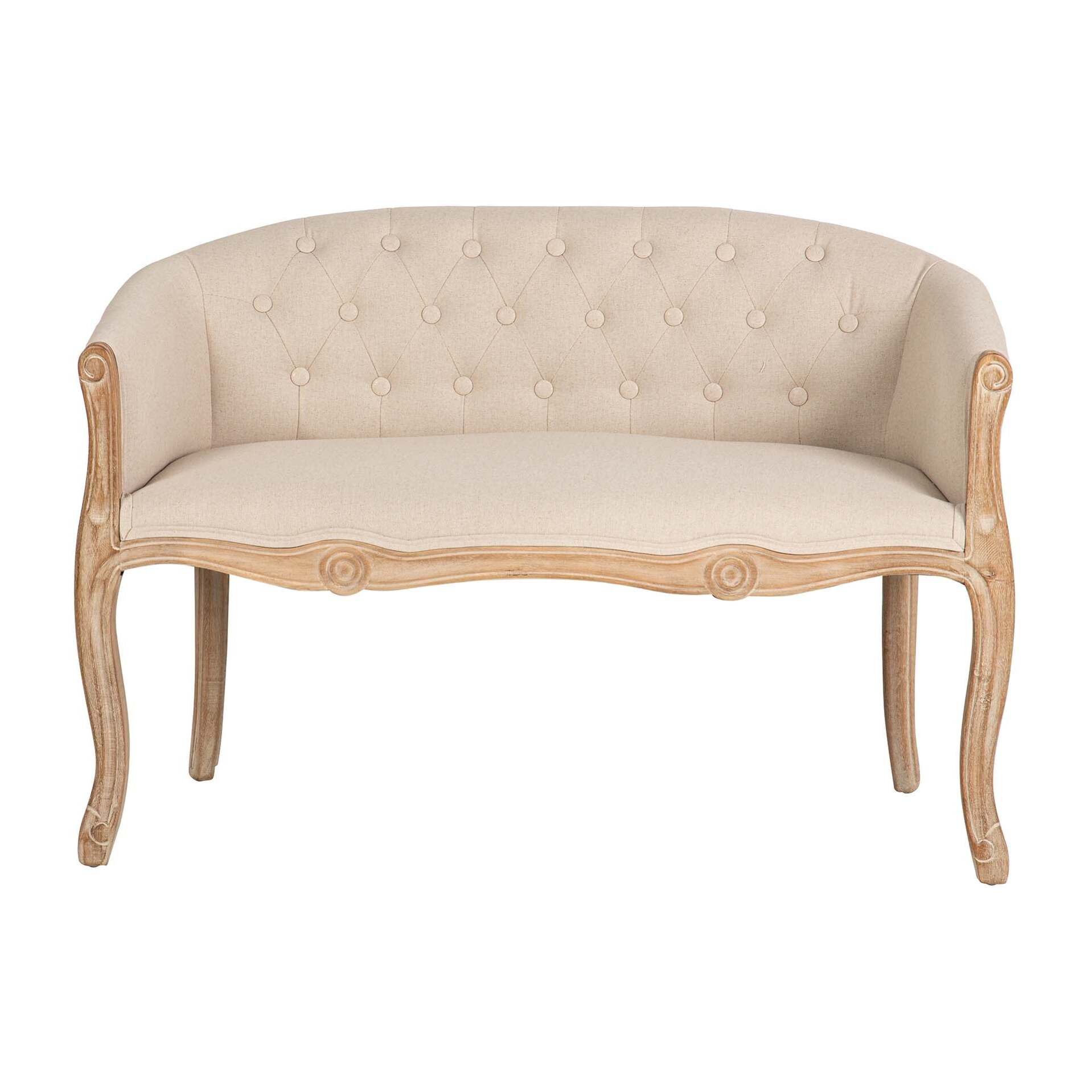 Butaca Doble Beige Capitoné Madera 107x61x71 Cm