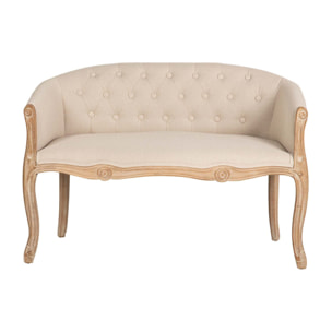 Butaca Doble Beige Capitoné Madera 107x61x71 Cm