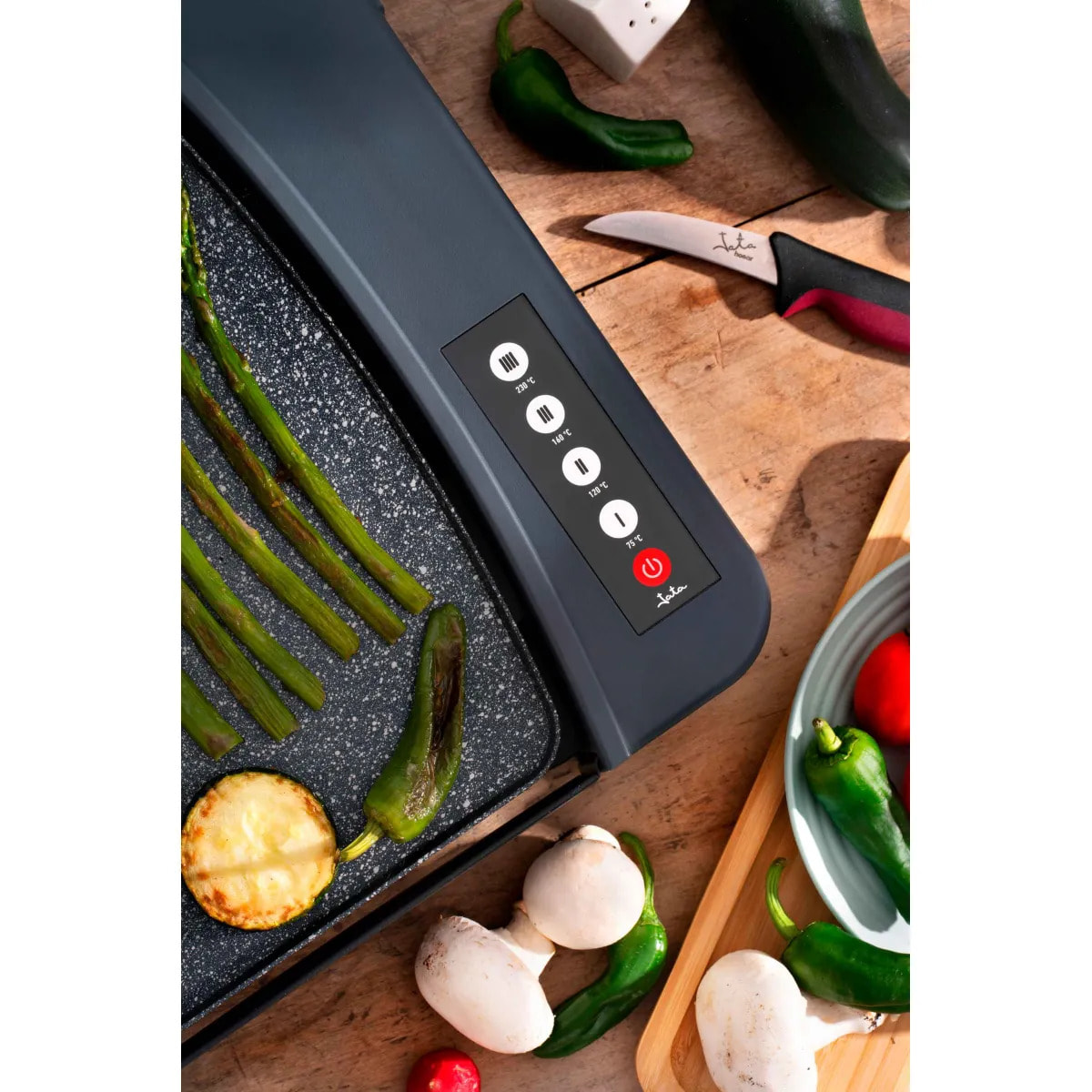 Plancha de cocina eléctrica JATA JEGR2851. Control electrónico. 4 temperaturas. 2600 W