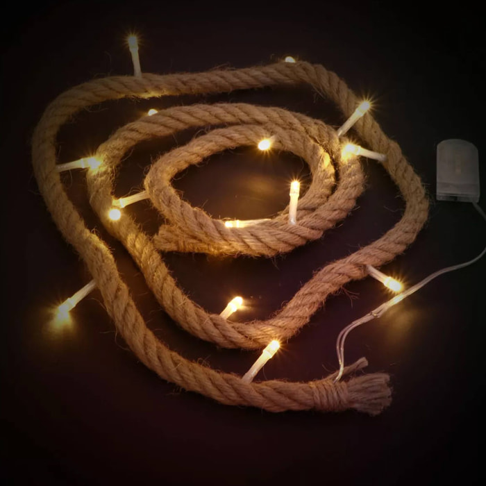 guirnalda en cuerda de 3m con 30 luces led blanco cálido