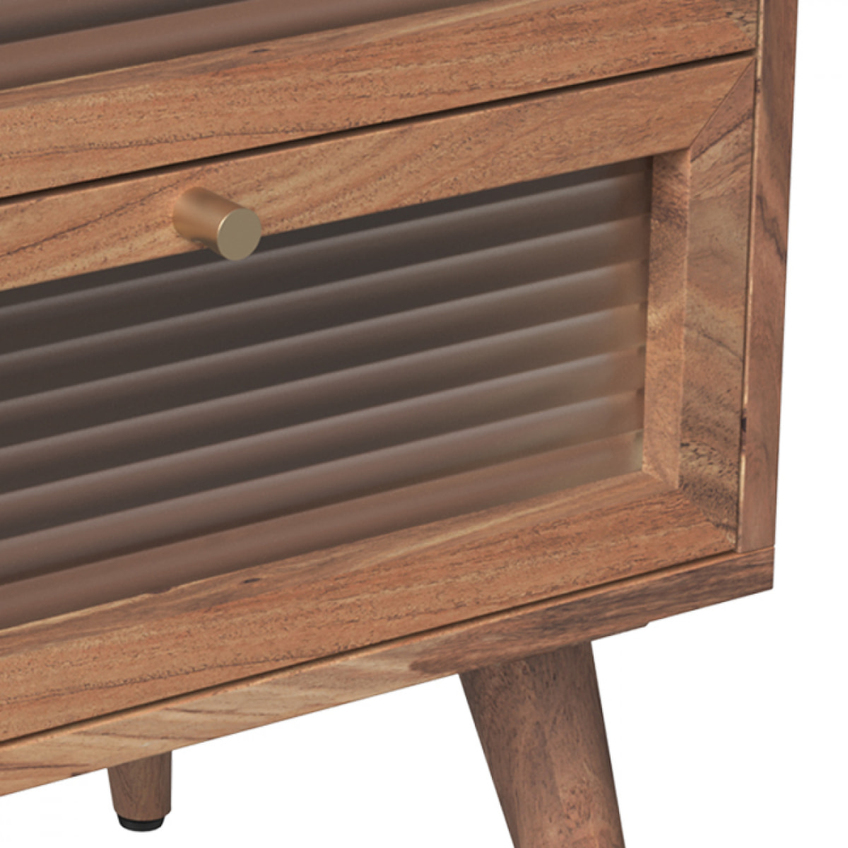 Table de chevet en bois d'acacia 2 tiroirs - Brune