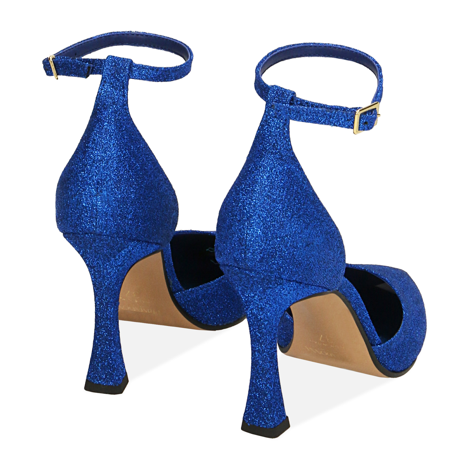 Décolleté blu glitter, tacco 9,5cm