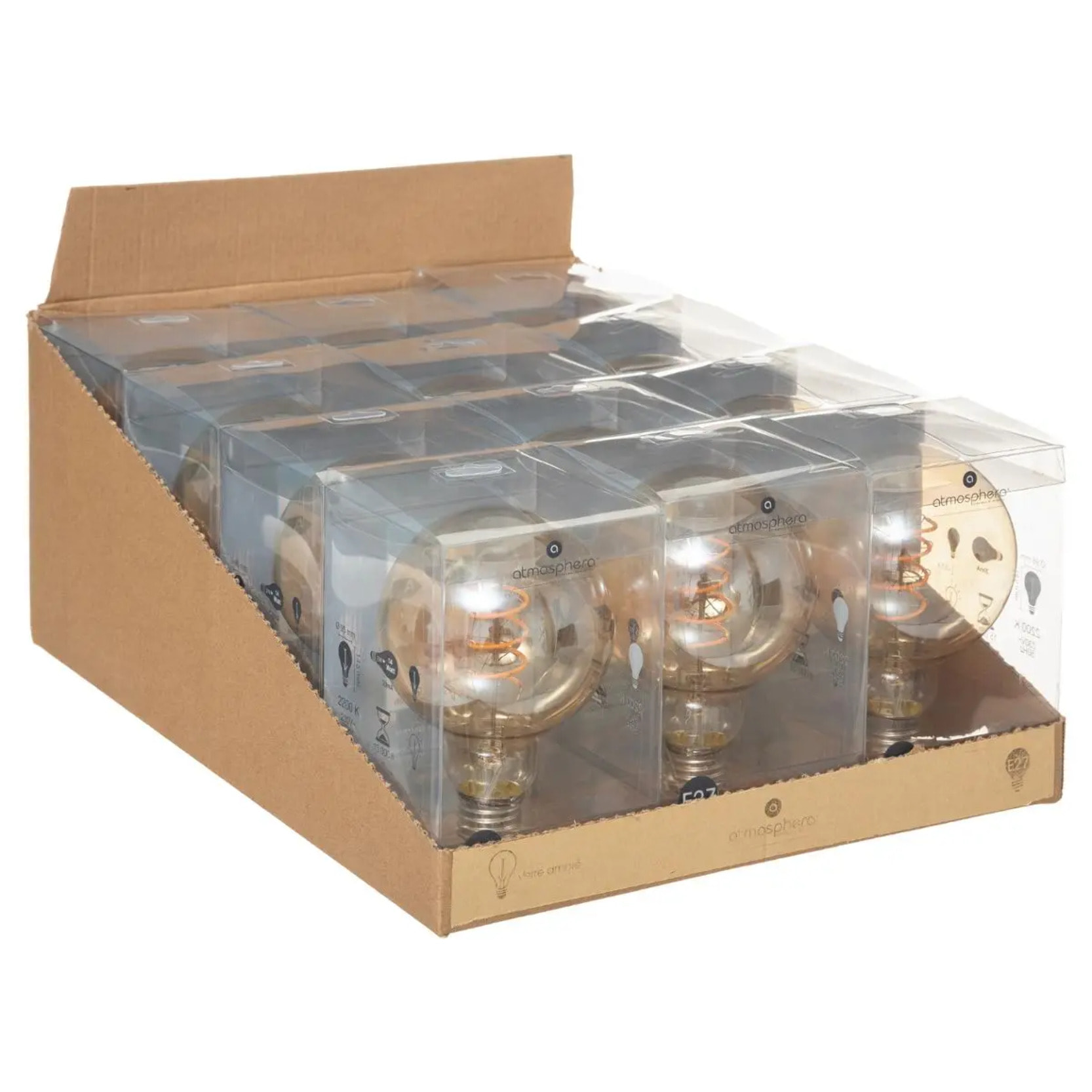 Ampoule LED "Globe" ambrée - filament torsadé E27 D10 cm