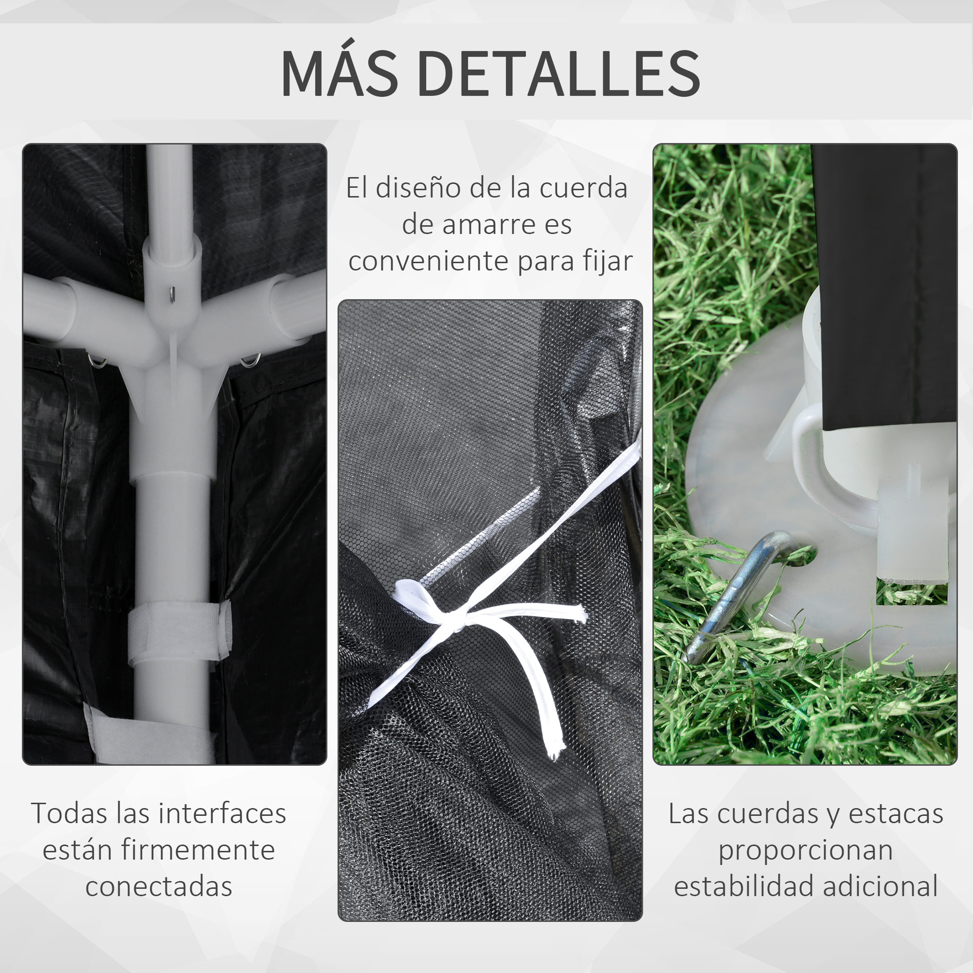 Carpa de Jardín 4x3 m Cenador Desmontable Exterior con 4 Mosquiteras Laterales 2 Puertas con Cremallera y 8 Orificios de Drenaje para Terraza Patio Playa Gris Oscuro