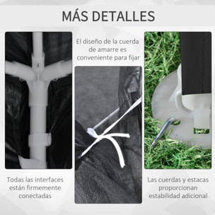 Carpa de Jardín 4x3 m Cenador Desmontable Exterior con 4 Mosquiteras Laterales 2 Puertas con Cremallera y 8 Orificios de Drenaje para Terraza Patio Playa Gris Oscuro