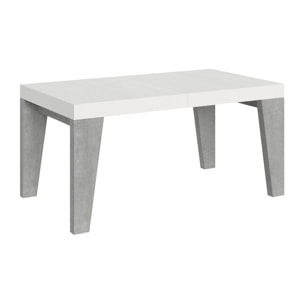 Mesa extensible 90x160/420 cm Naxy Mix tapa Fresno Blanco patas Cemento