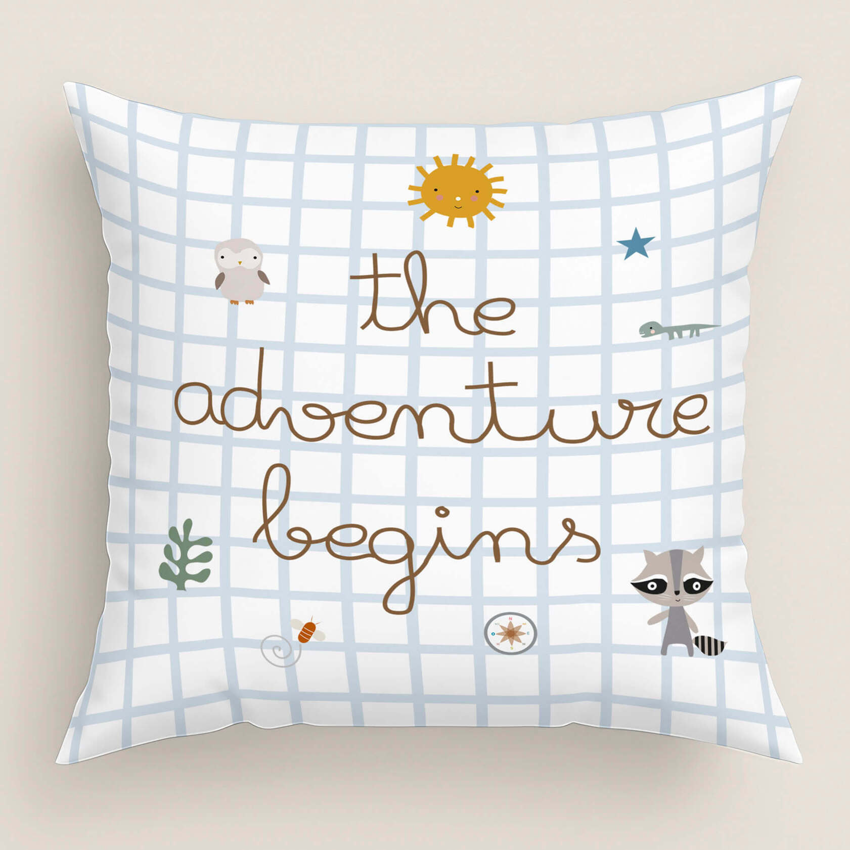 Funda de Cojín Estampado - Con Cremallera - Sin relleno - 100% Algodón - Aventura Bosque