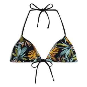 Top bikini a triangolo stampa foliage tropical all over