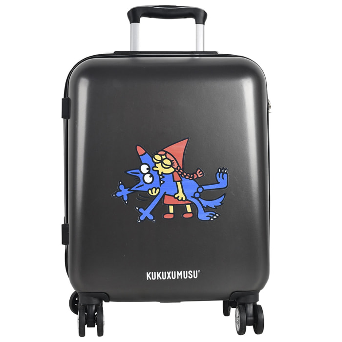Maleta con ruedas gris oscuro caperucita modelo besukao - kukuxumusu
