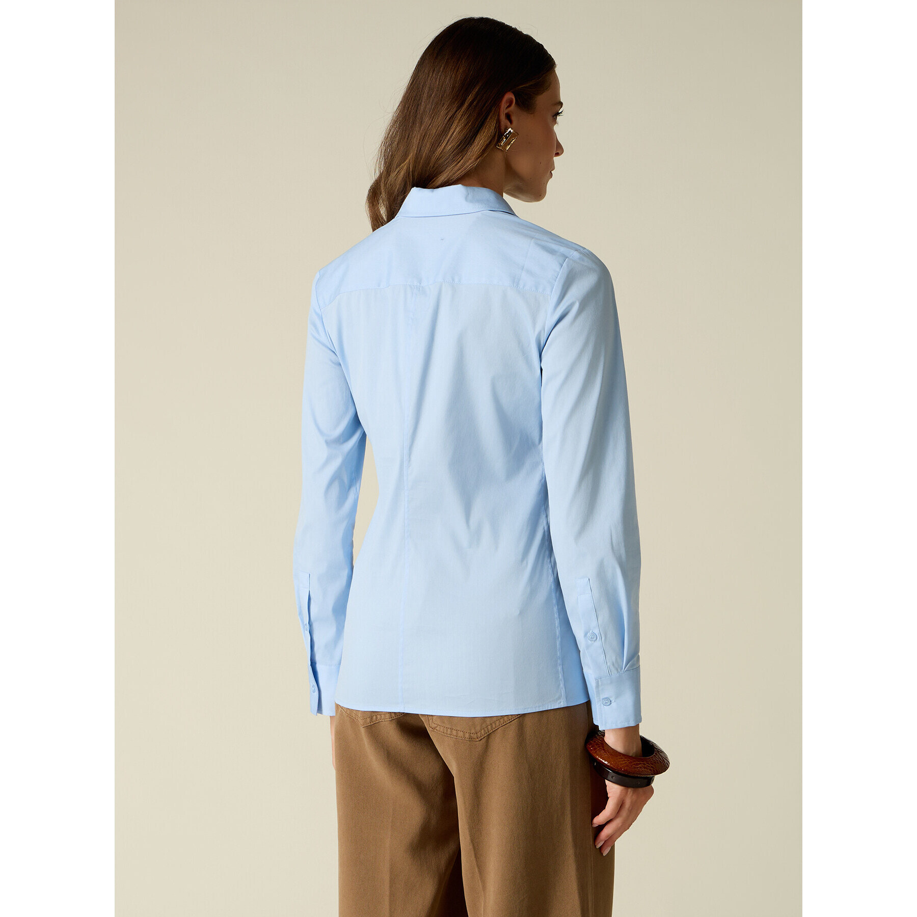 Oltre - Camicia basic in popeline - Azzurro