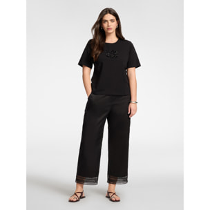 Elena Mirò - T-shirt con ricamo Monogram - Nero