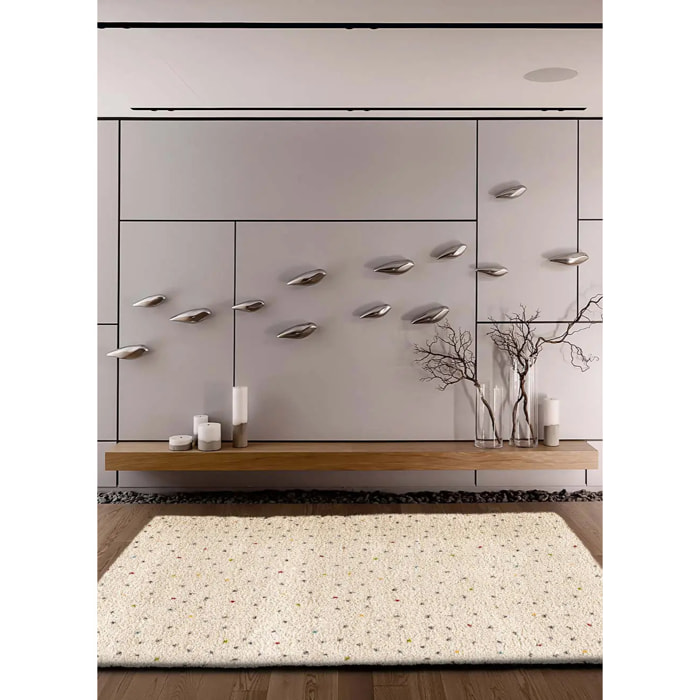 LUSH Alfombra shaggy moderna crema/multicolor, varias medidas disponibles.