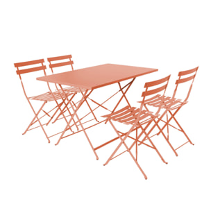 Table de jardin bistrot pliante métal + 4 assises EMILIA