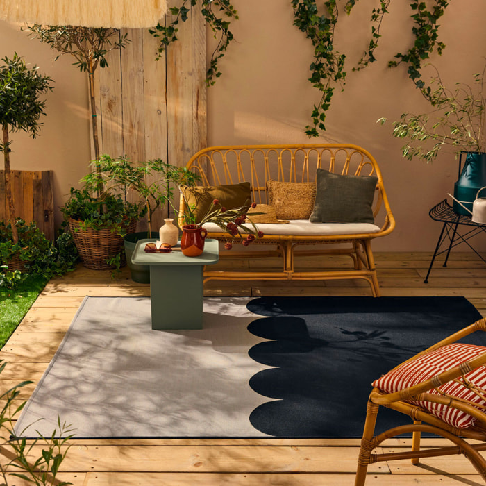 RIVIERA - Tapis intérieur/extérieur à motif festonné bleu