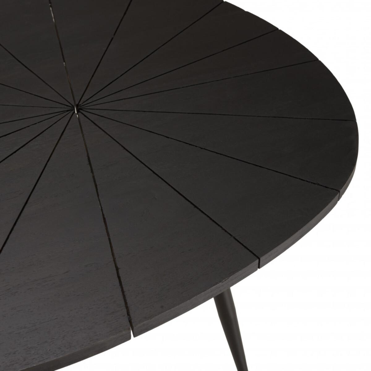 JAMES - Table basse ovoïde plateau texturé noir mat pieds en fer noir