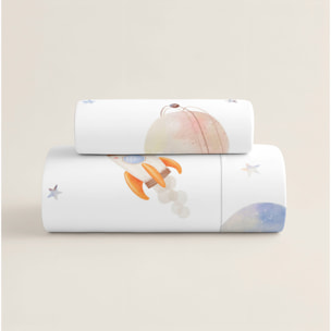 Cool Kids - Funda Nórdica Estampada - Reversible - Infantil - Cierre Solapa - 100% Algodón - Incluye 1 Funda de Almohada - Astro