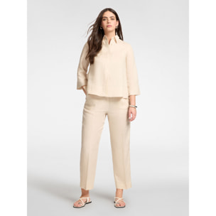 Elena Mirò - Camicia boxy in lino - Beige