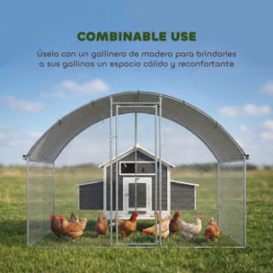 Gallinero para Exterior, 2,8x1,7x1,9 m, 4,7 m², Gallinero de Acero Galvanizado con Cubierta de Tela Oxford, Anti-UV e Impermeable, Puerta y Pestillos, Jaula para 5-8 Gallinas, Plata