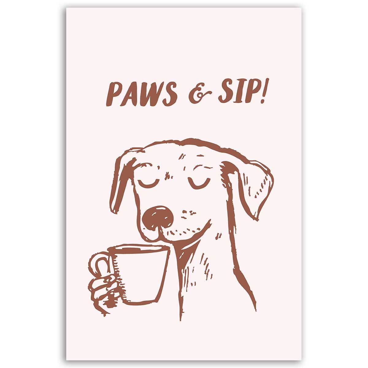 Tableau Paws & Sip chien café Toile imprimée
