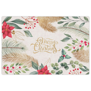 VINILIKO, set de 4 individuales de mesa Flores de Navidad 4u-30x45 cm