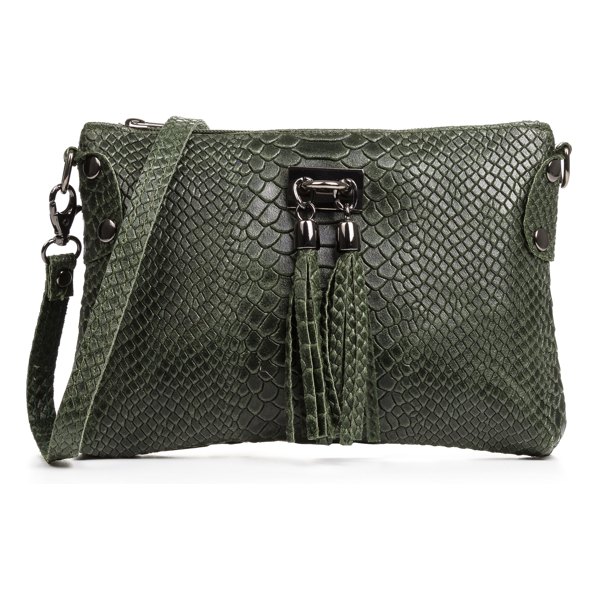 Savina Borsa a tracolla Donna.Pelle autentica Camoscio Inciso Serpente