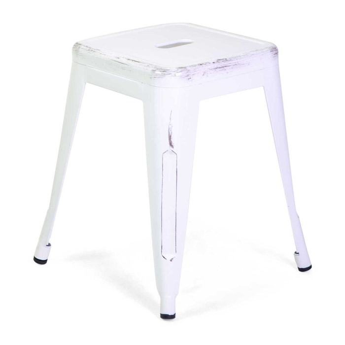 Sgabello New Bristol ferro Vacchetti bianco antico cm38x38h45