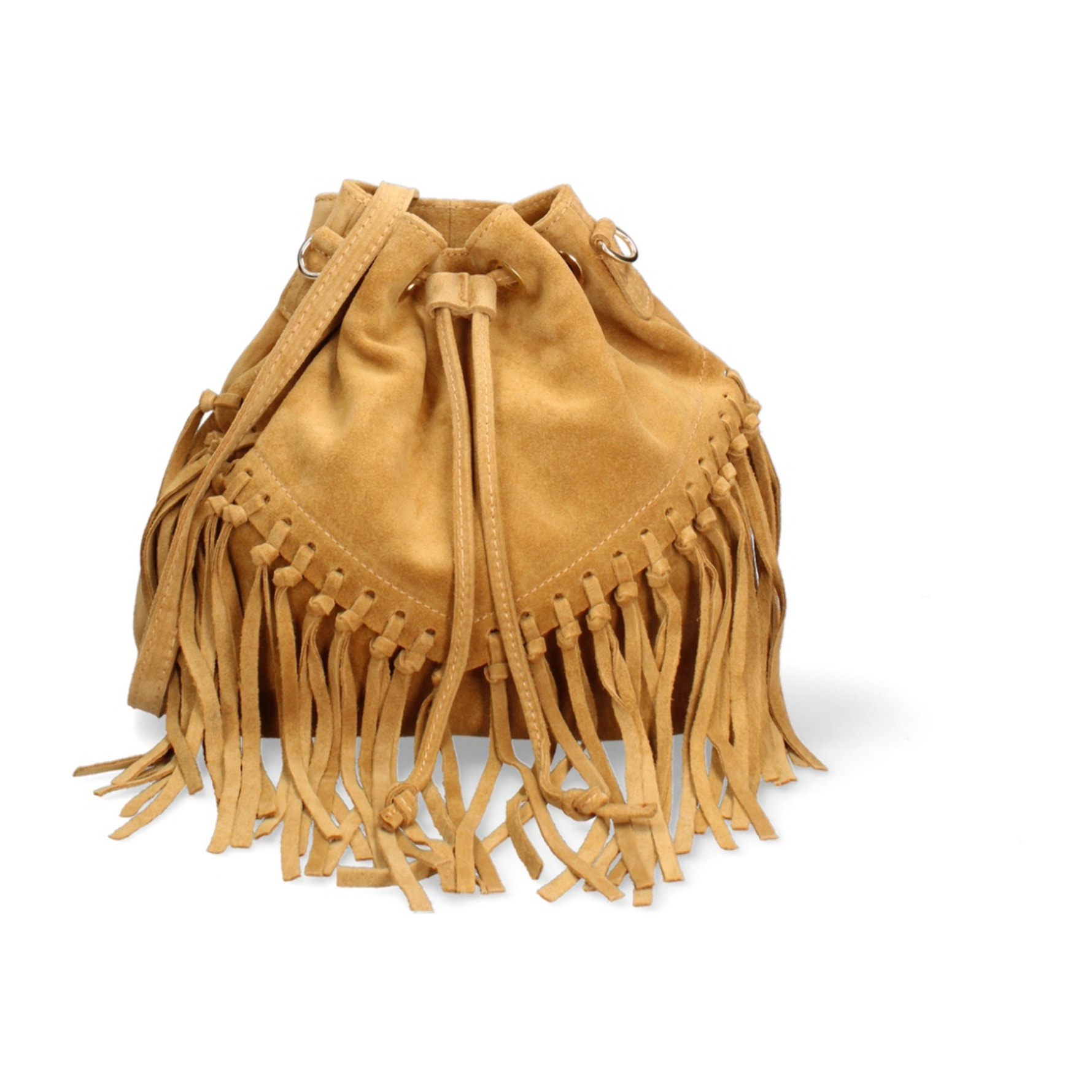 Borsa a secchiello da donna Made in Italy - Modello Umbria Plus - Pelle scamosciata - 25.0 x 22.0 x 13.0 cm