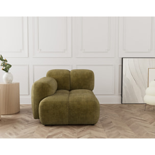 Grace - module d'assise gauche en velours texturé - Vert Olive