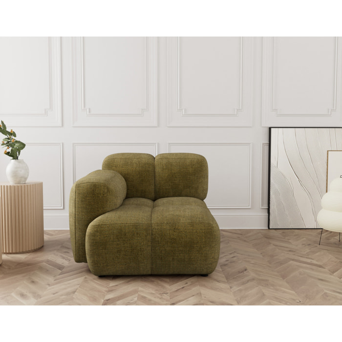 Grace - module d'assise gauche en velours texturé - Vert Olive