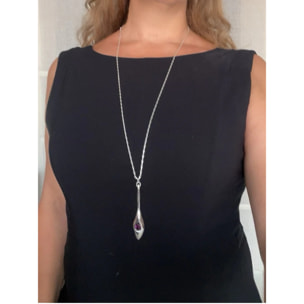 Collar largo Cristal Tear en cristal SW amatista plata 10µ