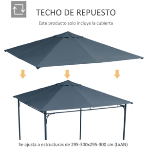 Outsunny Techo de Repuesto 3x3 m para Cenador de Jardín con 8 Orificios Gris