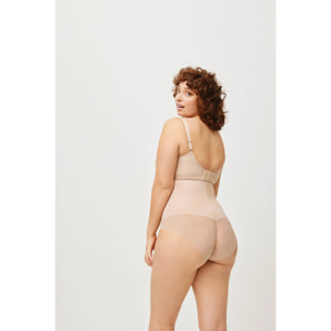 Slip riducente a compressione media a vita alta con pizzo beige