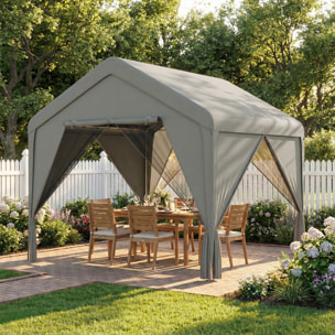 Tonnelle de jardin extérieur hydrofuge structure acier galvanisé gris