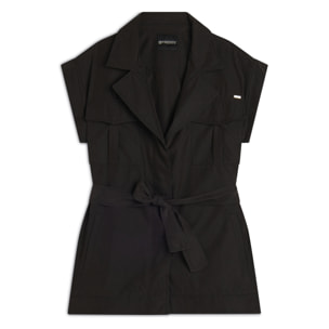 Trench donna senza maniche con cintura in vita