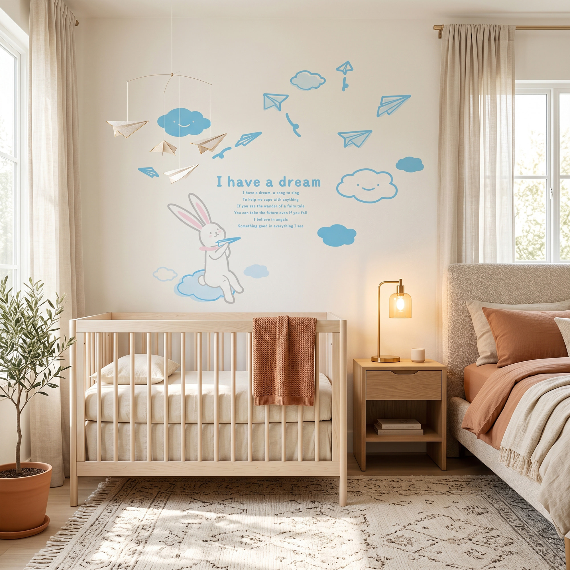 Stickers Muraux décoration adhésifs Lapin I have a dream