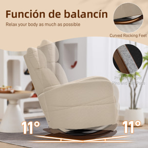 Silla Mecedora, Mecedora de Pana con Respaldo Alto, Patas de Madera de Caucho, Bolsillos, Reposabrazos, Estilo Moderno, Sillón de Lactancia, Carga 120 kg, para Dormitorio, Salón, Beige