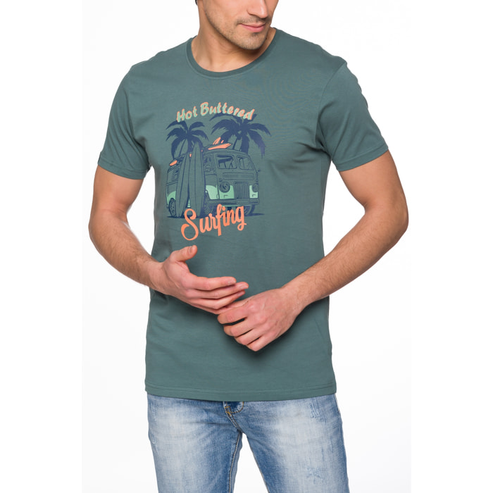 T-shirt in cotone 150 gr Hot Buttered Magnetic Colore Verde Matcha.