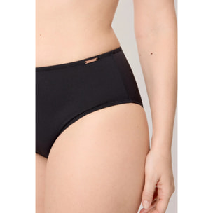 Slip bikini vita alta modellante Nero