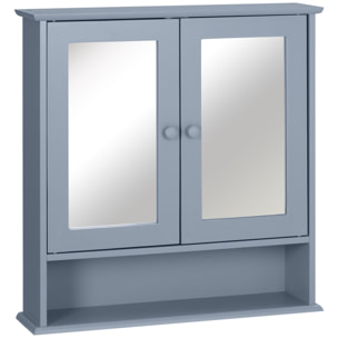 Armoire murale étagère salle de bain 56L x 13l x 58H cm double porte miroir étagère réglable MDF gris