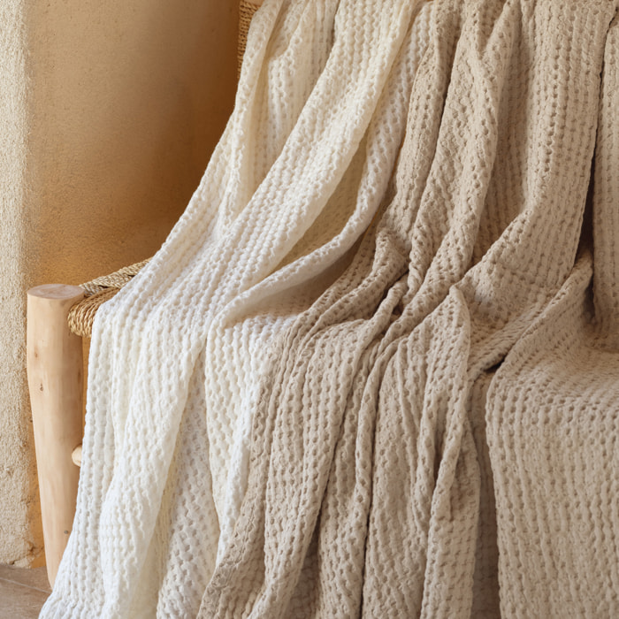 Plaid en coton gaufré - Lin
