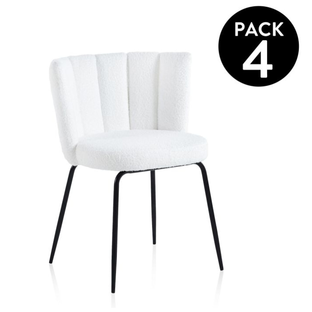 Pack 4 sillas de comedor Bodhi Crochet Nieve