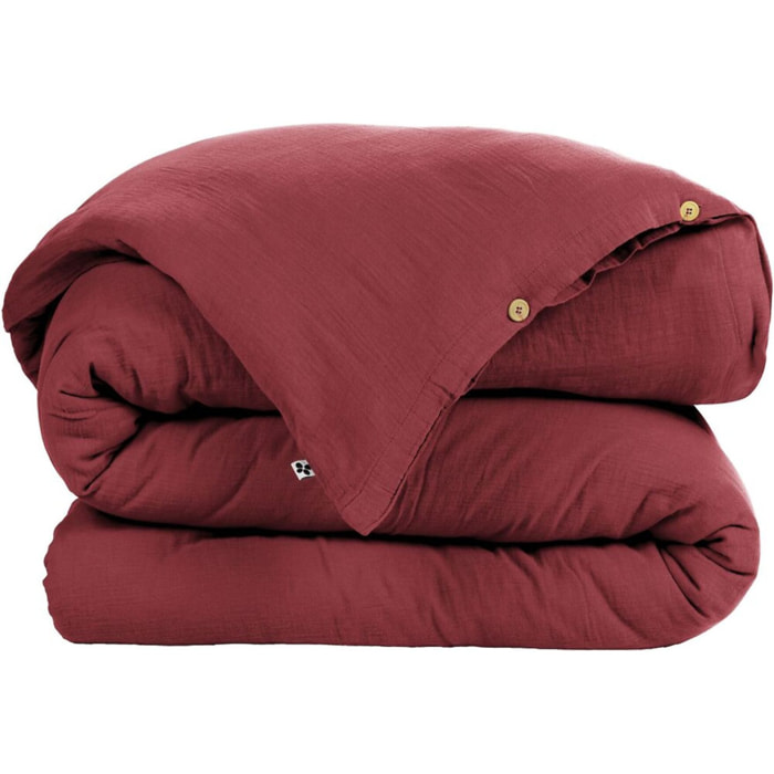 Housse De Couette 100% gaze De Coton Lie De Vin