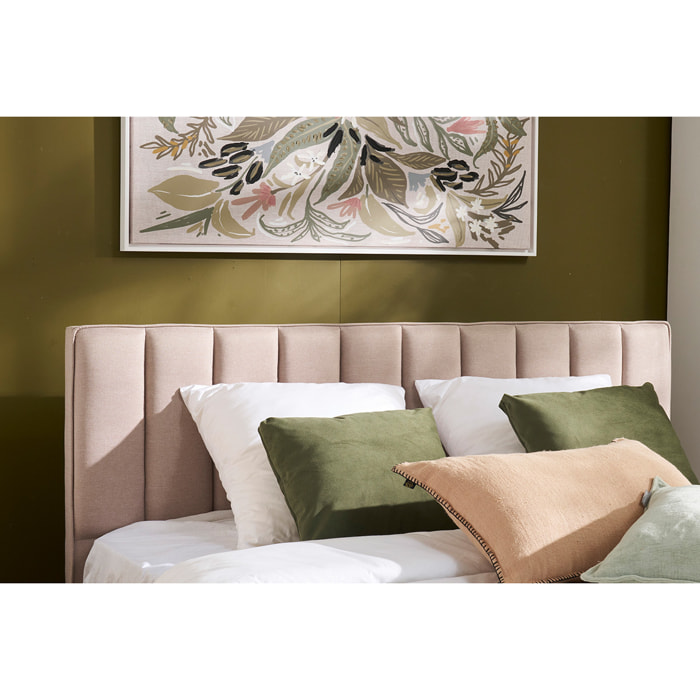 Lit 2 places 160x200 cm en tissu beige DIANE