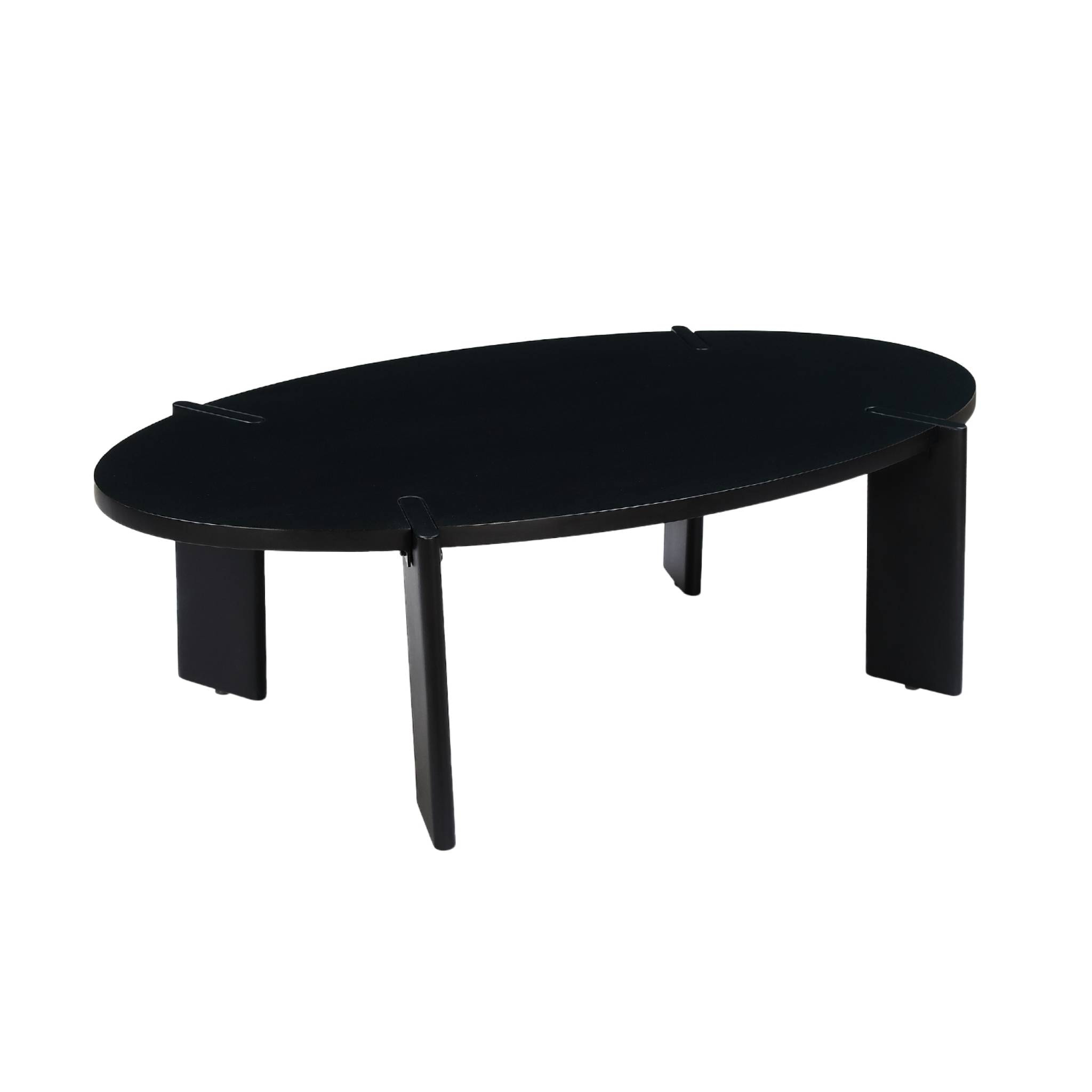 Table basse ovale en bois de manguier massif noir 120cm