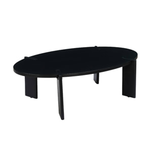 Table basse ovale en bois de manguier massif noir 120cm