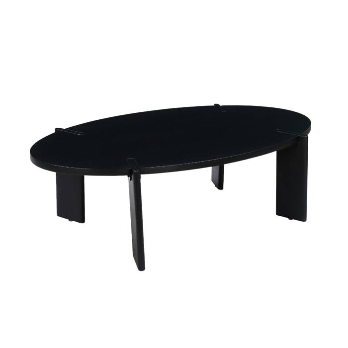 Table basse ovale en bois de manguier massif noir 120cm